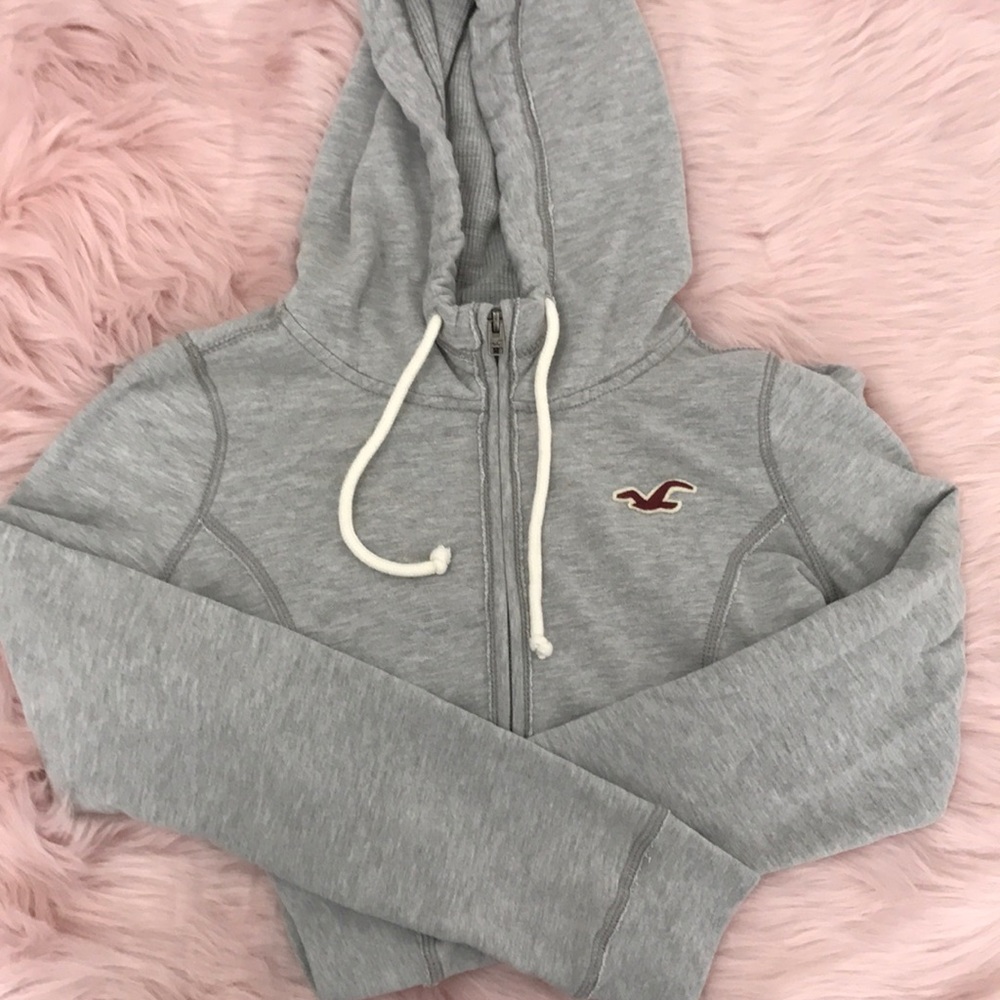 Hollister gray zip up hoodie